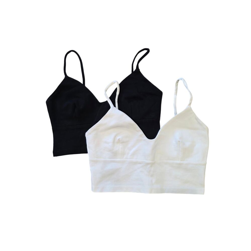Solemio Bralette Crop Top Womens Size Small Lot of 2 Black and White